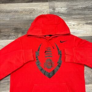Nike Ohio State University OSU Football Red Mens S Mini‎ Swoosh Pullover Hoodie